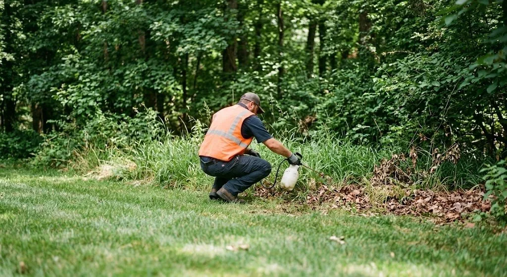 Combined mosquito and tick treatment on a wooded backyard in Howell, NJ